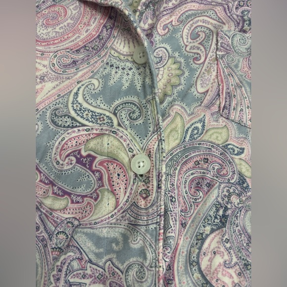 Lauren Ralph Lauren Long Sleeve Paisley Button Down Pajama Set Women’s Small - Picture 8 of 11